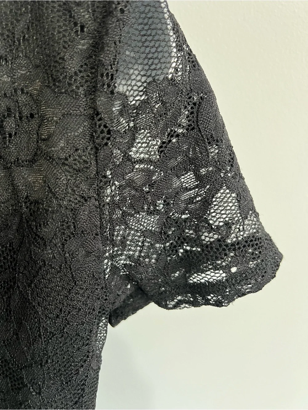 Shein Size M Black Lace Corset-Style Keyhole Tie Short Sleeve Crop Top Goth